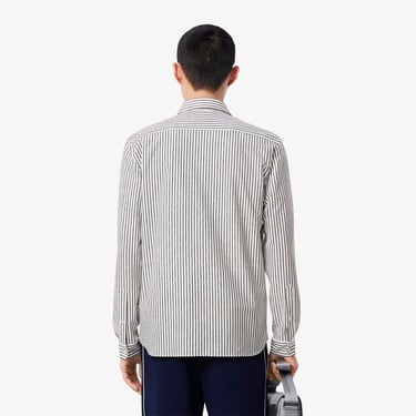  Lacoste Erkek Regular Fit Çizgili Beyaz Gömlek