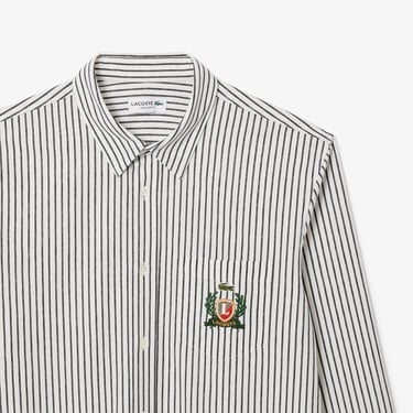  Lacoste Erkek Regular Fit Çizgili Beyaz Gömlek
