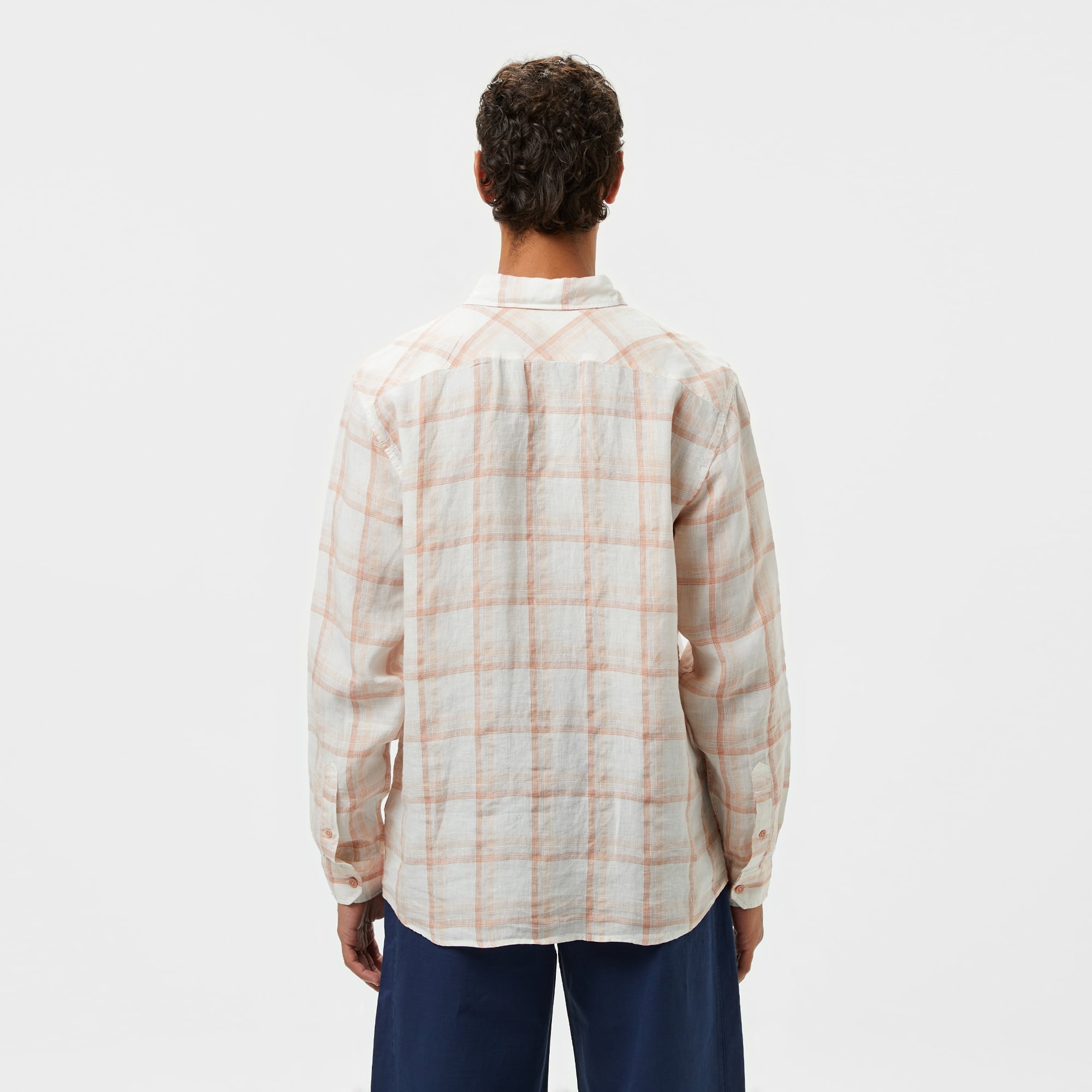 Lacoste Erkek Regular Fit Ekose Keten Açık Kahverengi Gömlek