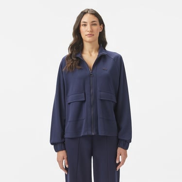  Lacoste Kadın Loose Fit Fermuarlı Lacivert Sweatshirt