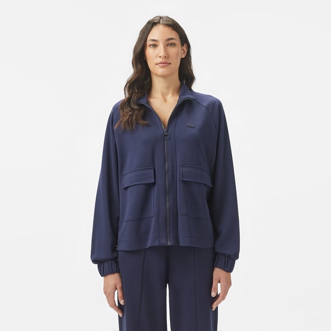  Lacoste Kadın Loose Fit Fermuarlı Lacivert Sweatshirt