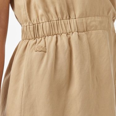  Kadın Classic Fit Kolsuz Bej Elbise