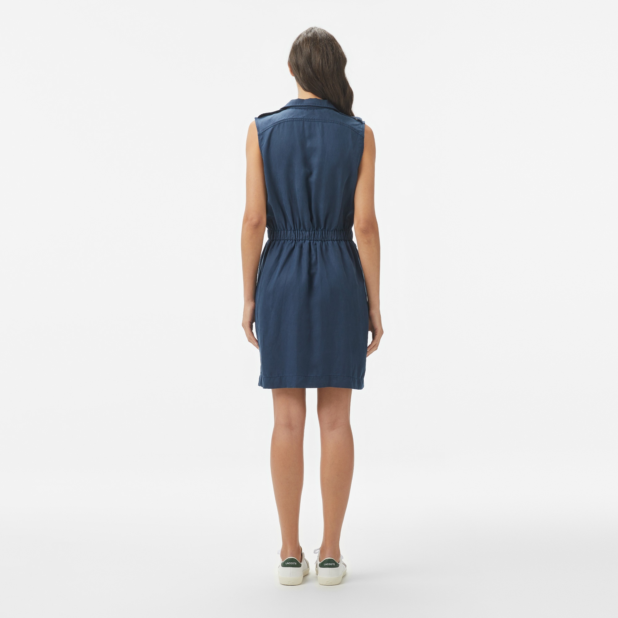 Lacoste Kadın Classic Fit Kolsuz Lacivert Elbise