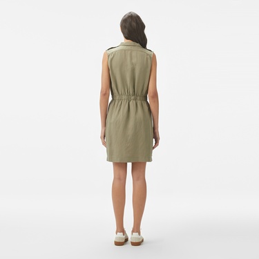  Kadın Classic Fit Kolsuz Haki Elbise