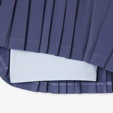  Lacoste Kadın Flare Fit Pileli Lacivert Etek