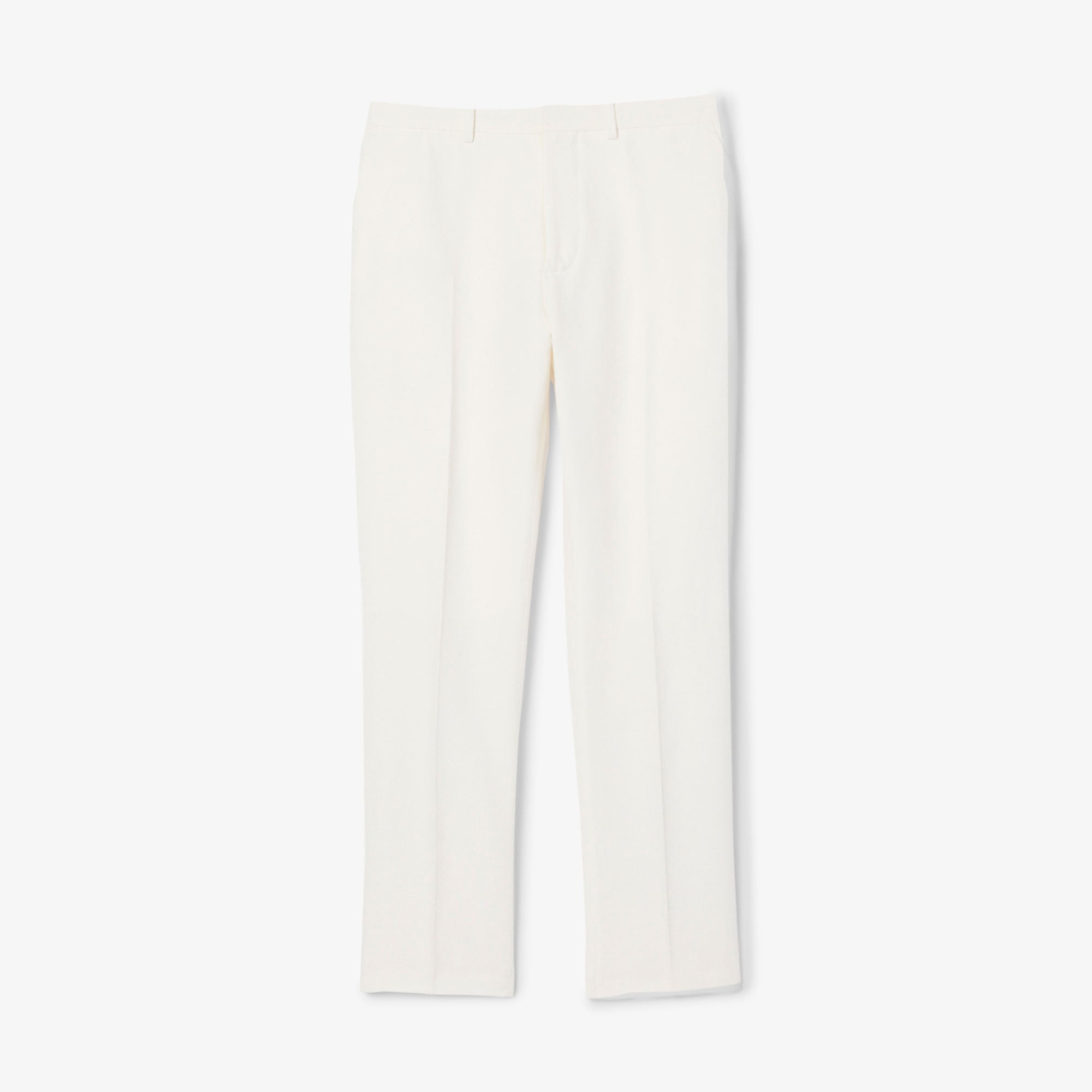 Erkek Regular Fit Keten Beyaz Pantolon