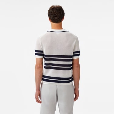  Lacoste Erkek Classic Fit Kısa Kollu Polo Yaka Çizgili Beyaz Triko