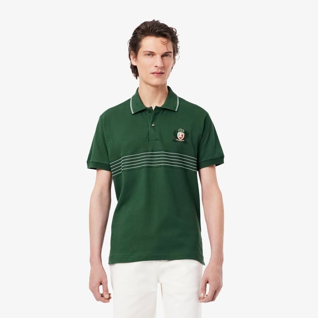  Lacoste Erkek Classic Fit Çizgili Yeşil Polo