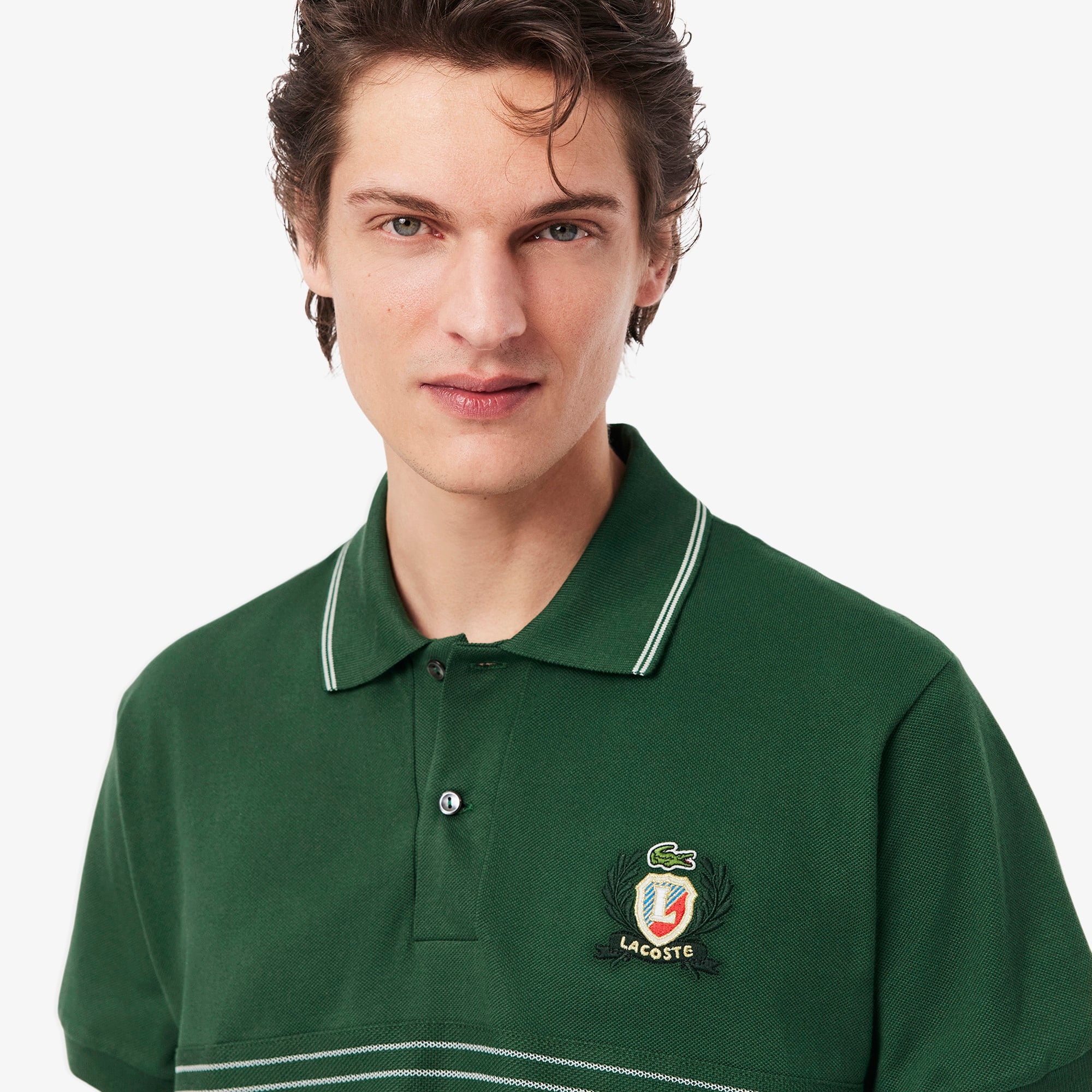 Lacoste Erkek Classic Fit Çizgili Yeşil Polo