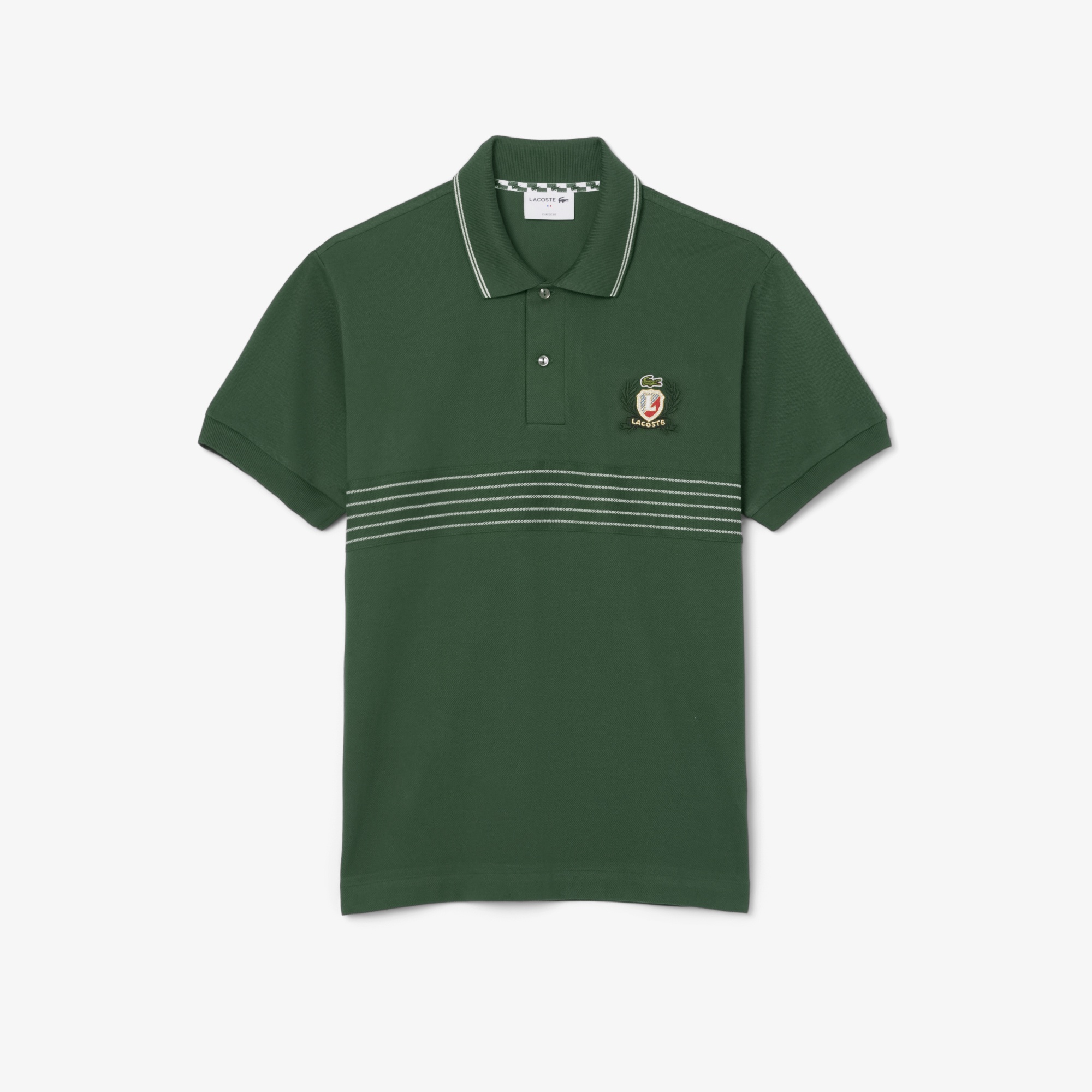 Lacoste Erkek Classic Fit Çizgili Yeşil Polo