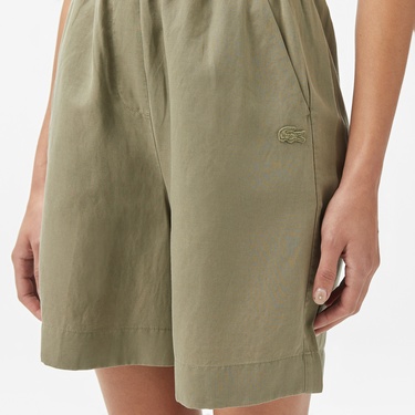  Kadın Regular Fit Haki Bermuda Şort
