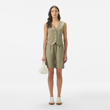  Kadın Regular Fit Haki Bermuda Şort