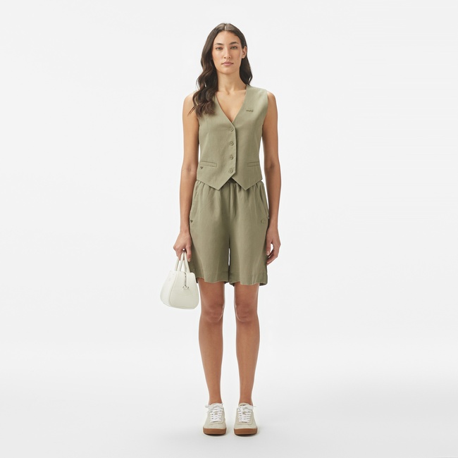  Kadın Regular Fit Haki Bermuda Şort