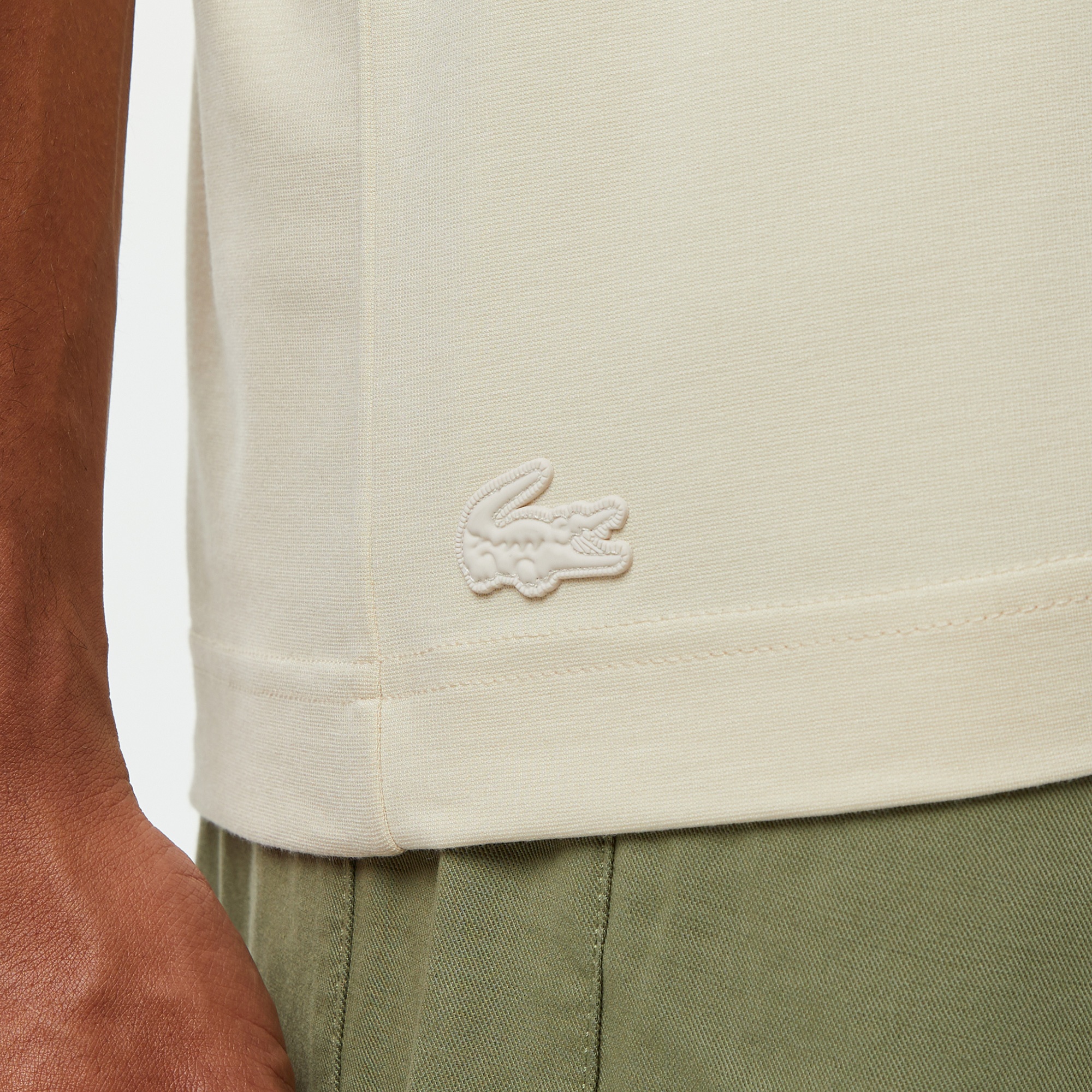 Lacoste Erkek Oversize Fit Yarım Fermuarlı Bej Polo