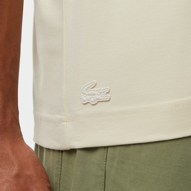  Lacoste Erkek Oversize Fit Yarım Fermuarlı Bej Polo