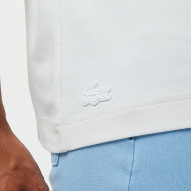  Lacoste Erkek Oversize Fit Yarım Fermuarlı Beyaz Polo