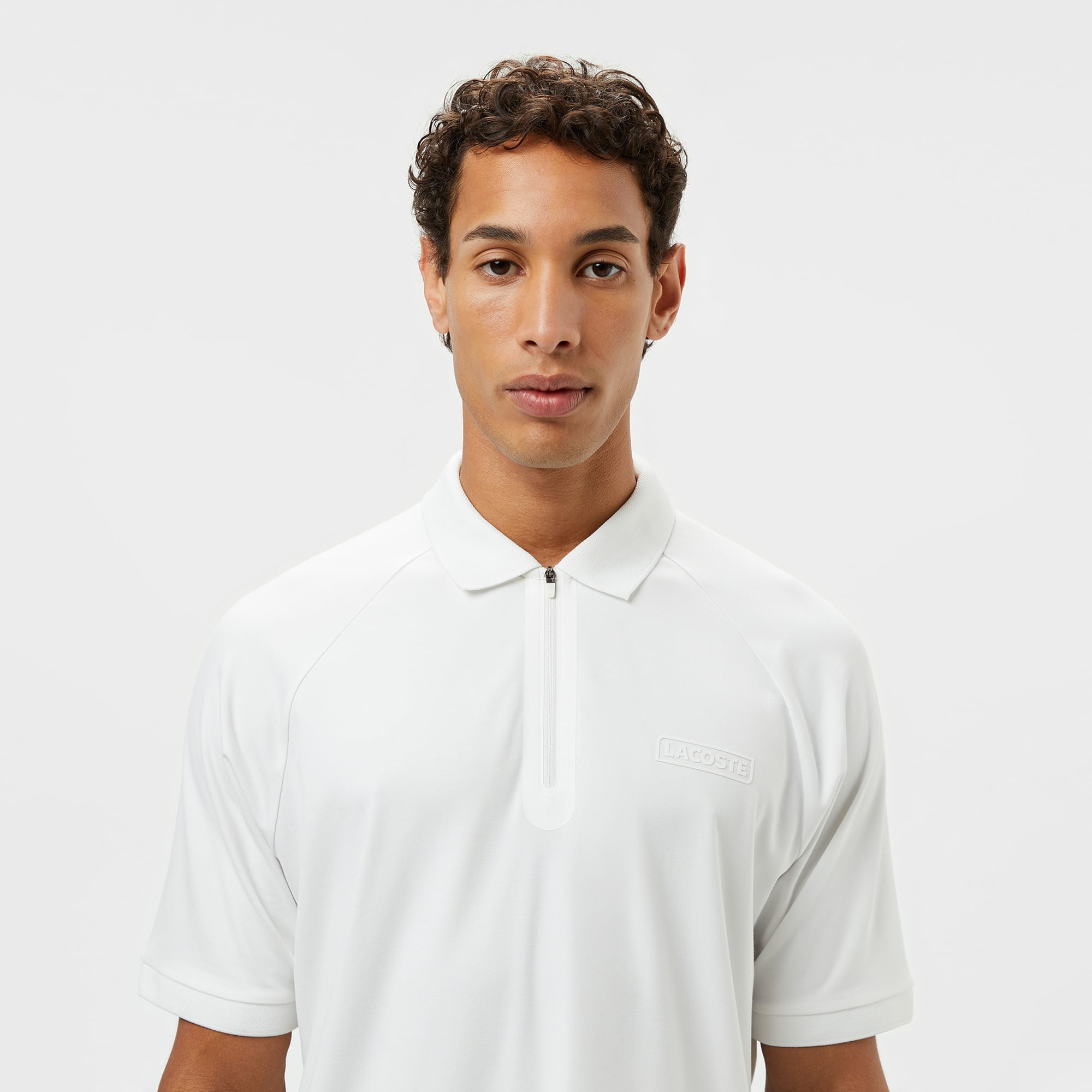 Lacoste Erkek Oversize Fit Yarım Fermuarlı Beyaz Polo