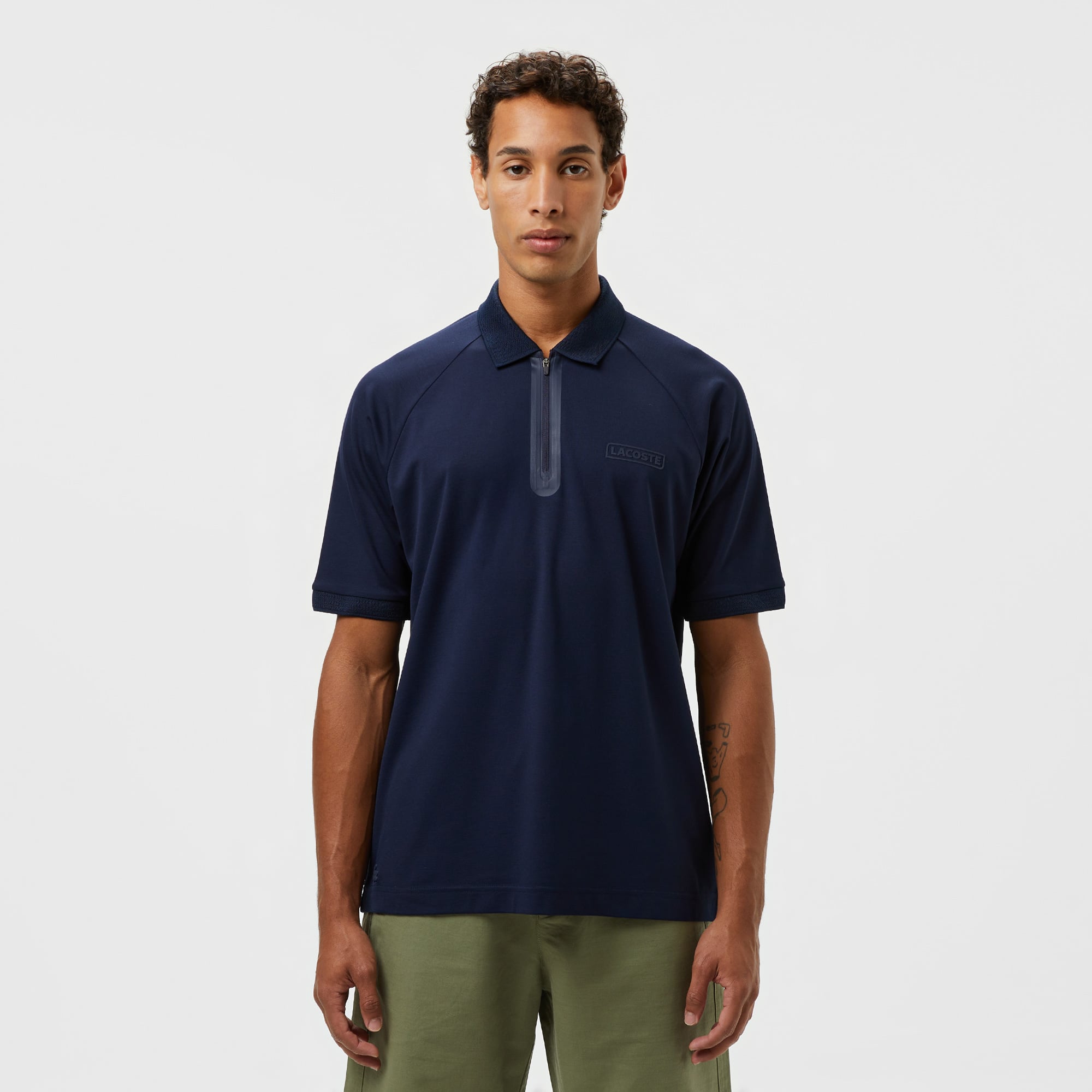  Lacoste Erkek Oversize Fit Yarım Fermuarlı Lacivert Polo