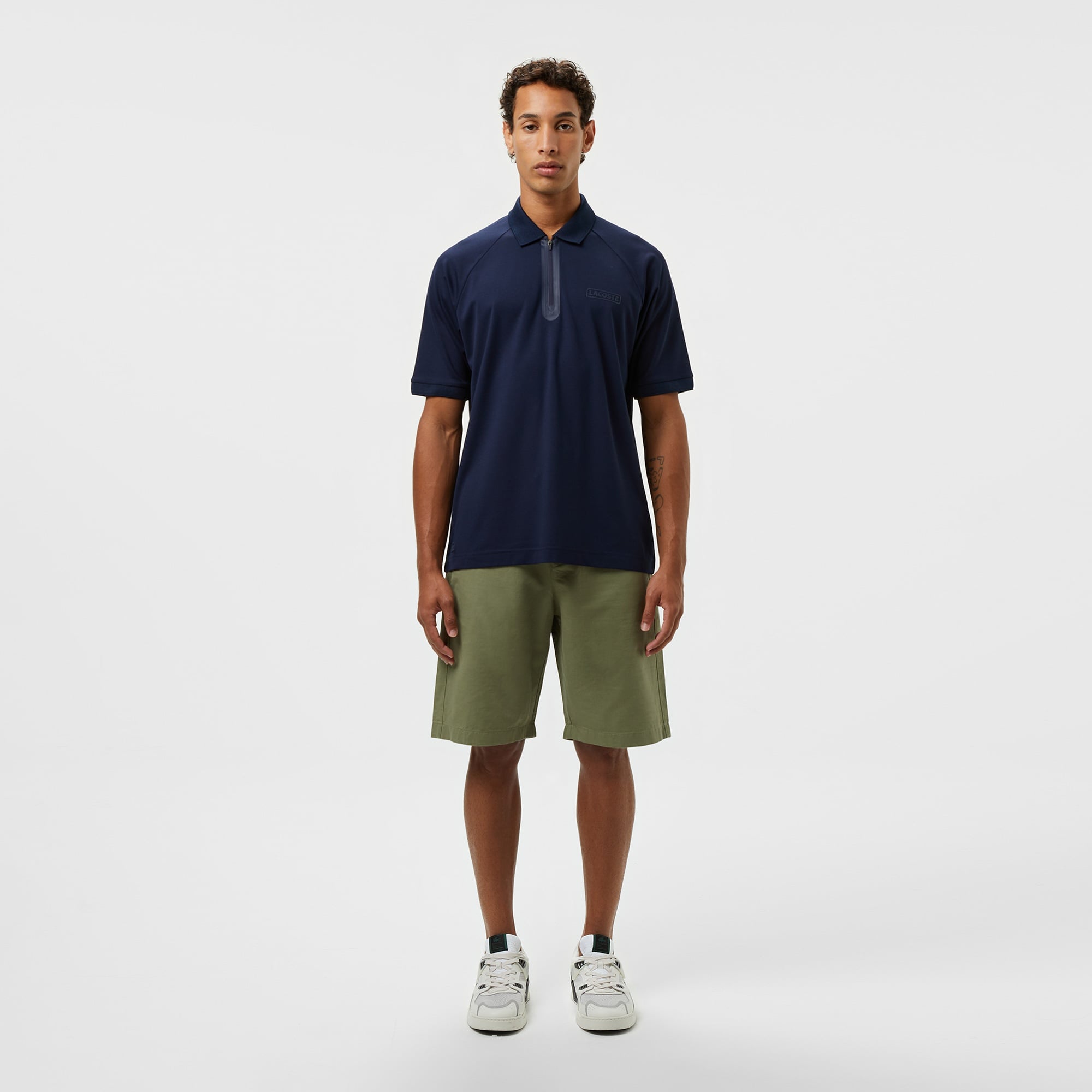 Lacoste Erkek Oversize Fit Yarım Fermuarlı Lacivert Polo