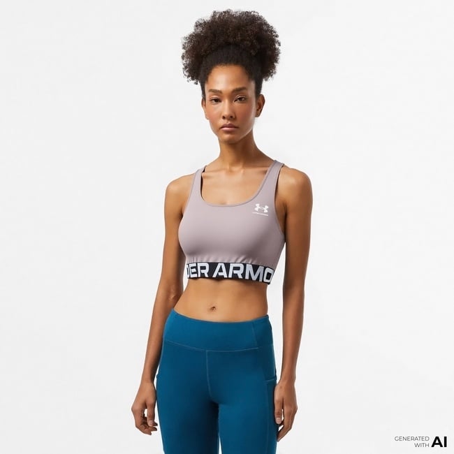  Under Armour Heat Gear Mid Kadın Gri Antrenman Bra