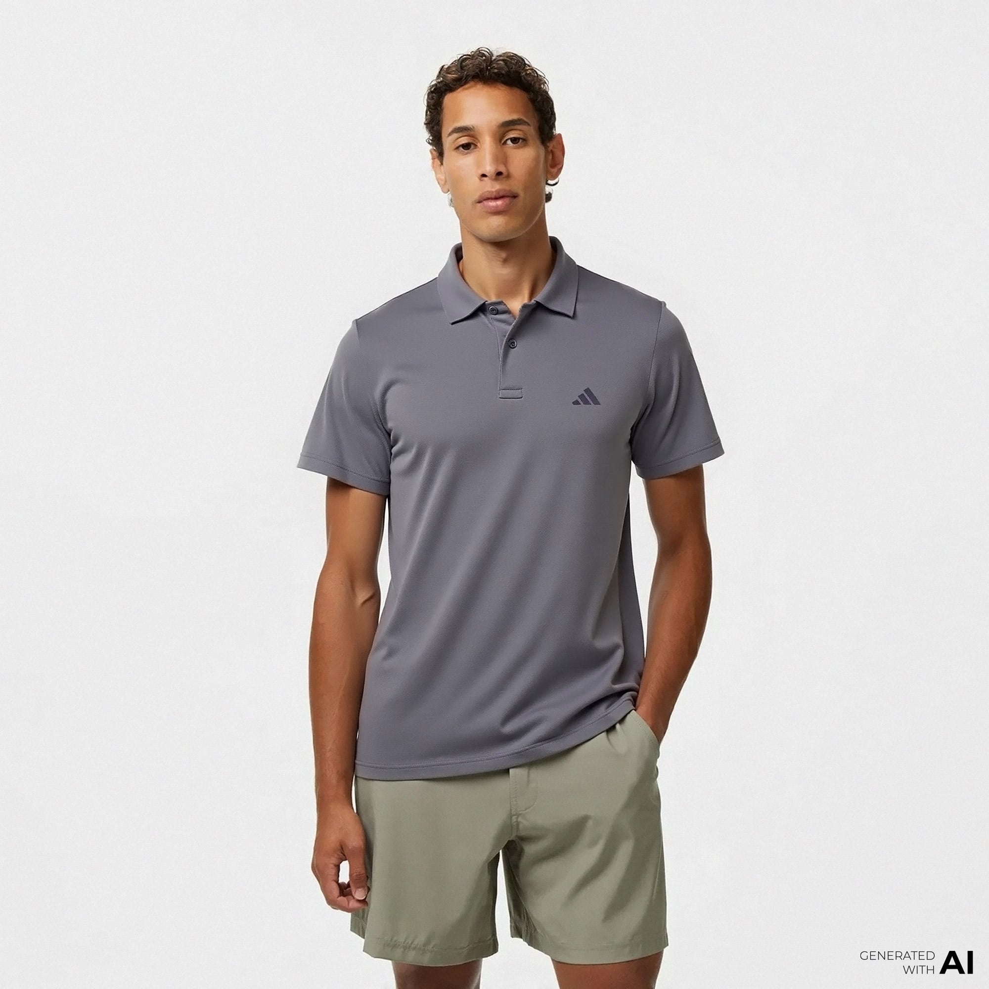 adidas Essentials Erkek Gri Polo