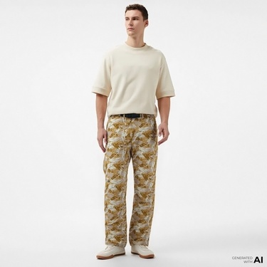  Converse Camo Desenli Erkek Hardal Pantolon
