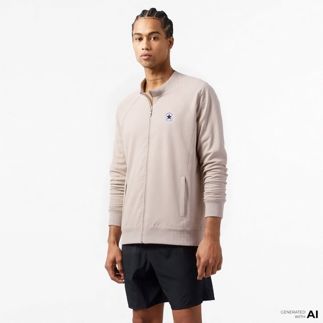  Converse Erkek Fermuarlı Bej Eşofman Üstü