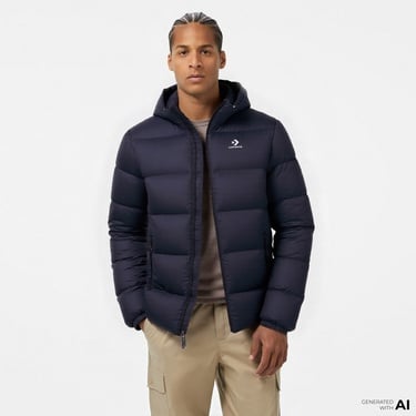  Converse Erkek Kapüşonlu Lacivert Şişme Mont