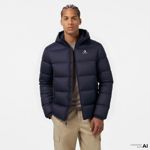  Converse Erkek Kapüşonlu Lacivert Şişme Mont