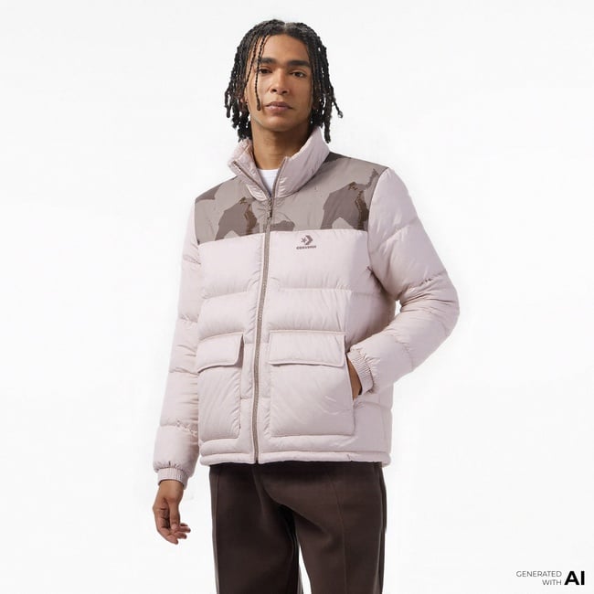  Converse Erkek Dik Yaka Bej Şişme Mont