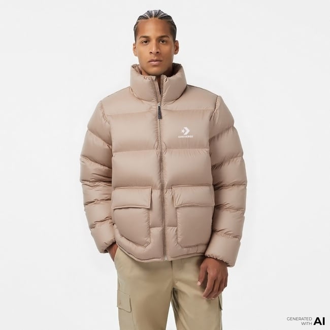  Converse Erkek Dik Yaka Kahverengi Şişme Mont