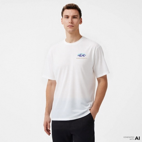  Converse Erkek Grafik Baskılı Beyaz T-Shirt