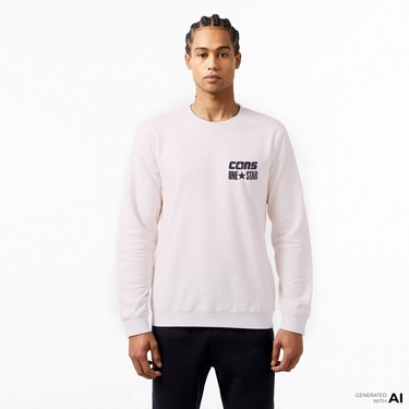  Converse Cons One Star Crew Erkek Krem Sweatshirt