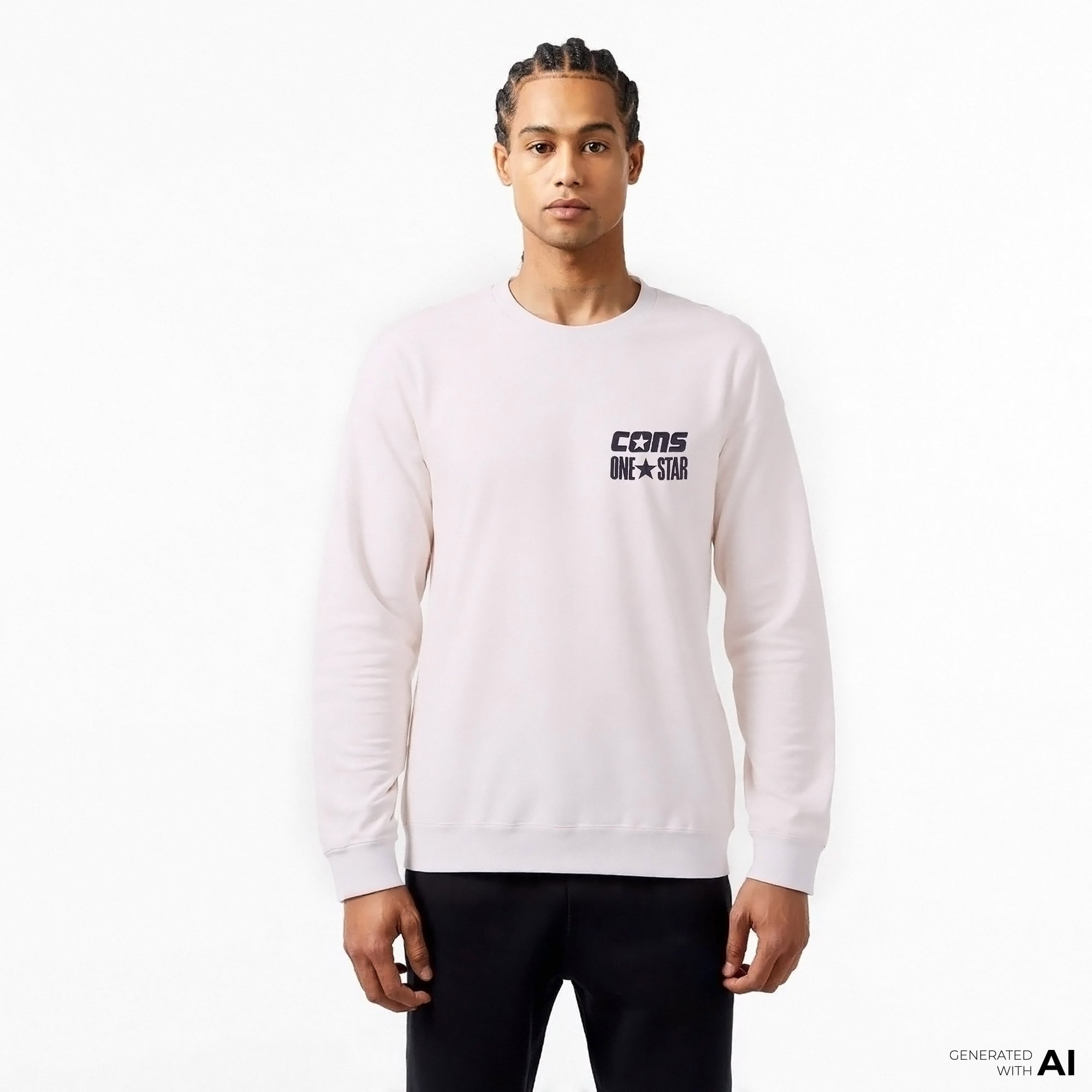 Converse Cons One Star Crew Erkek Krem Sweatshirt