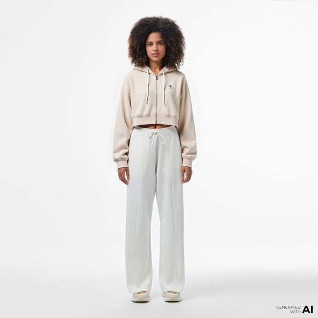  Converse Kadın Fermuarlı Bej Eşofman Üstü