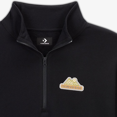  Converse Erkek Loose Fit Yarım Fermuarlı Siyah Sweatshirt