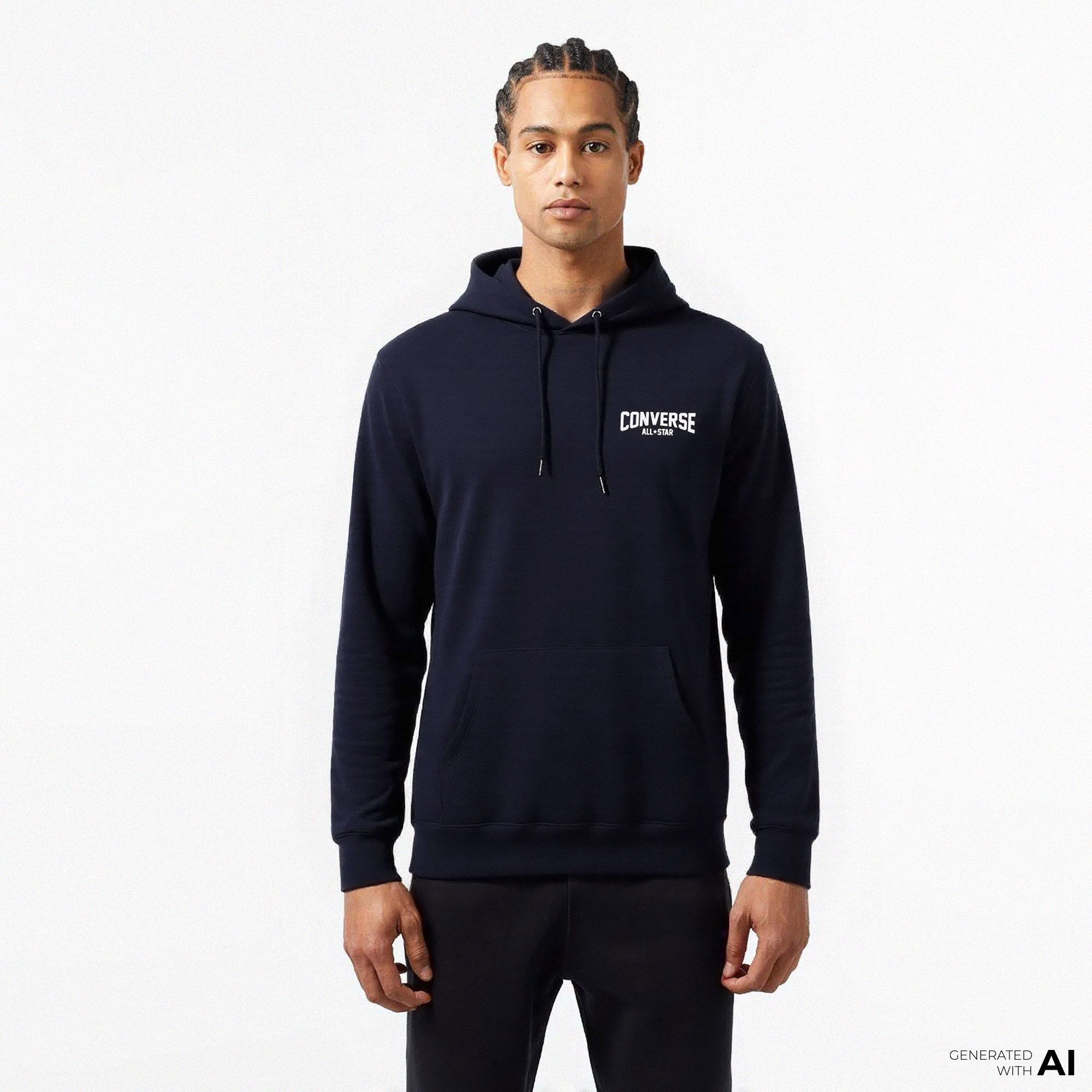 Converse Erkek Grafik Baskılı Siyah Hoodie