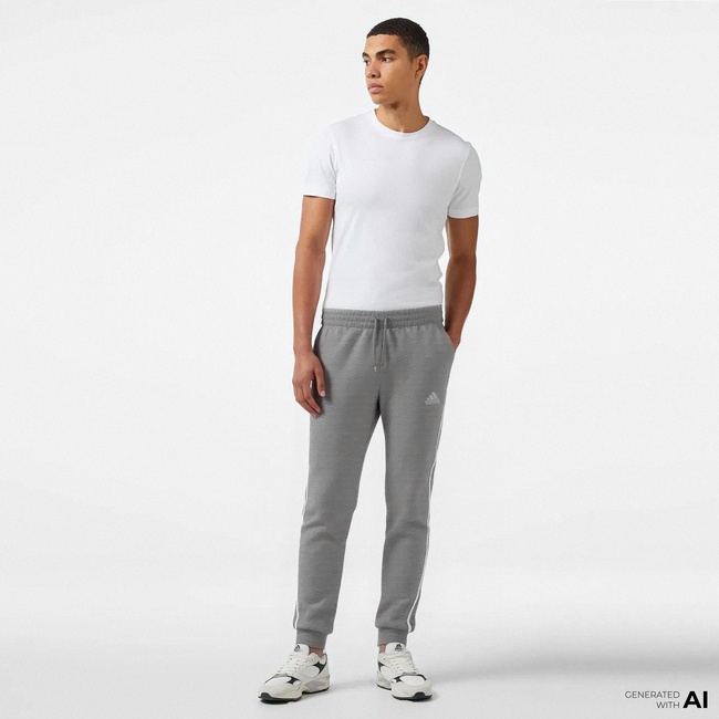  adidas 3 Stripes Fleece Trappered Erkek Gri Günlük Eşofman Altı