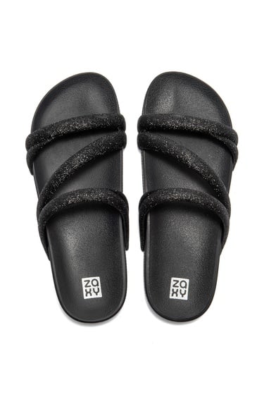  Glitter Tam Ad Kadın Terlik Siyah 35/42