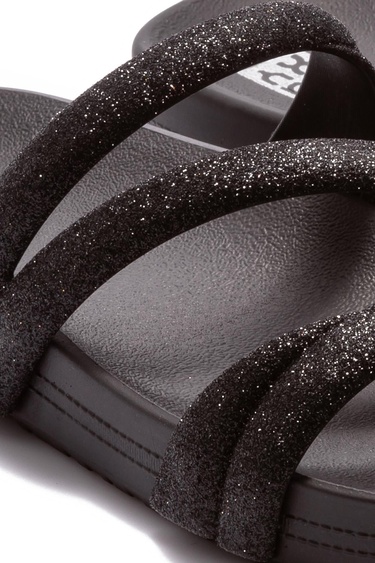  Glitter Tam Ad Kadın Terlik Siyah 35/42