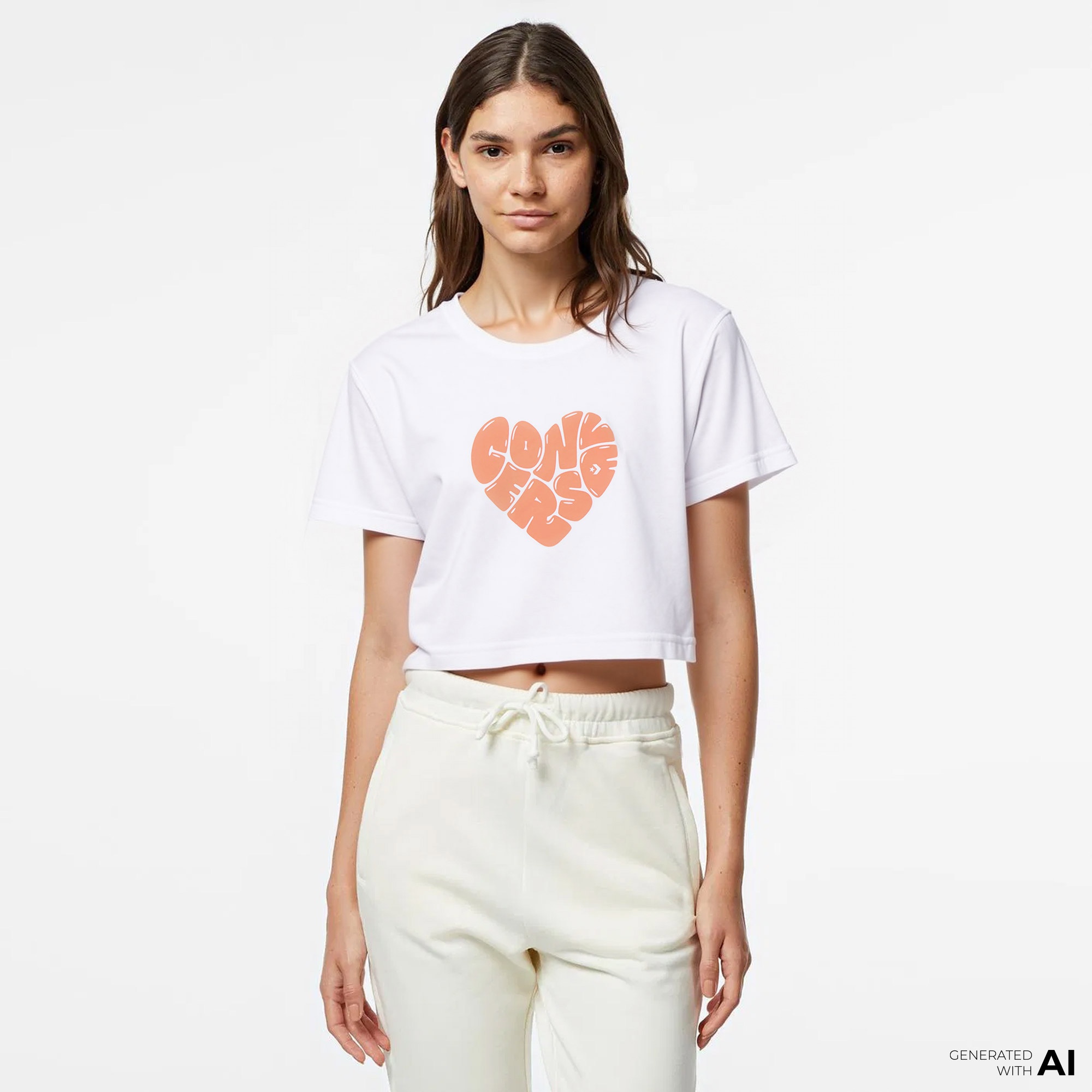 Converse Heart Slim Fit Kadın Beyaz T-Shirt