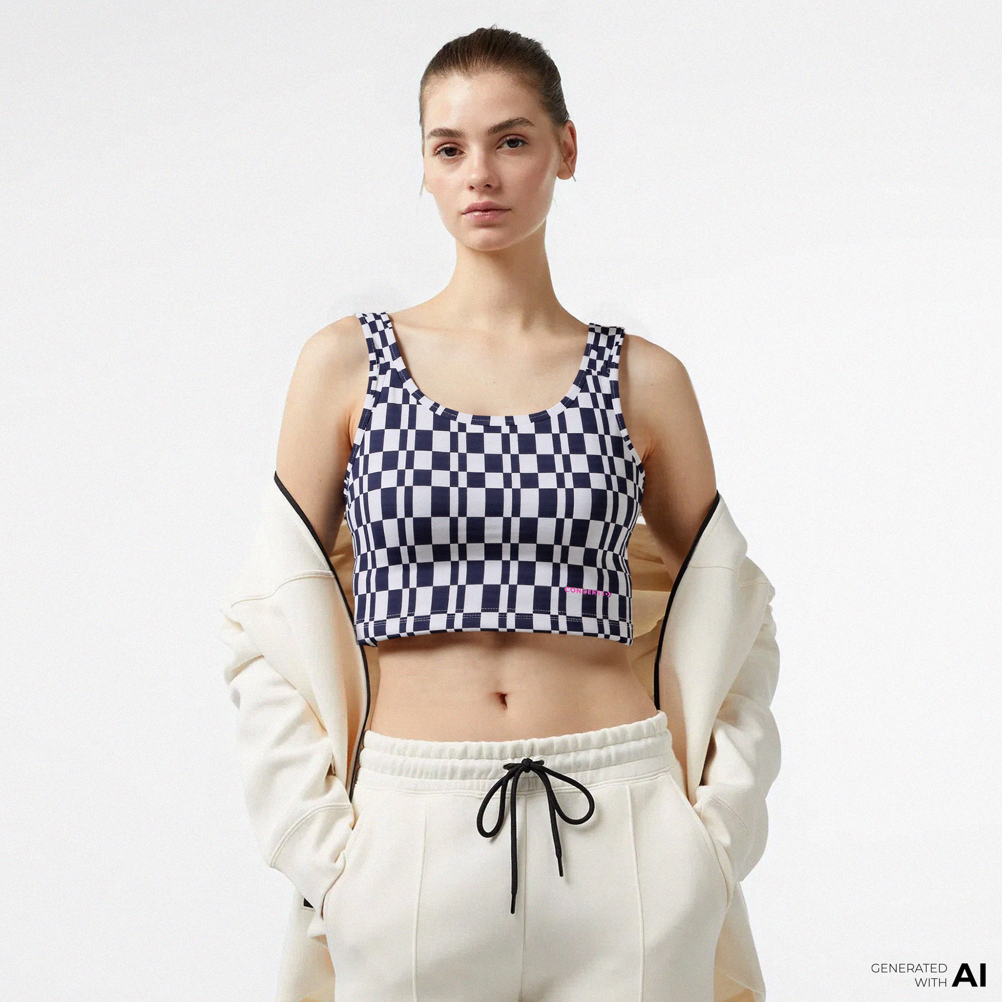 Converse Checkered Slim Fit Kadın Renkli Top