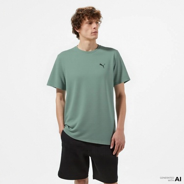  Puma Tad Ess Poly Texture Erkek Yeşil Antrenman T-Shirt