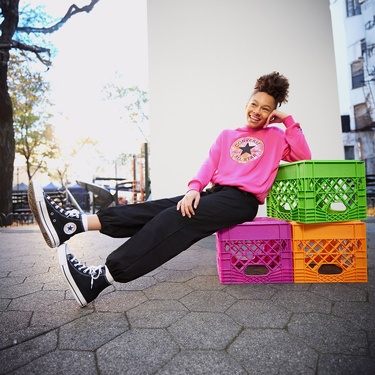  Converse Oversized Chuck Patch Çocuk Pembe Hoodie