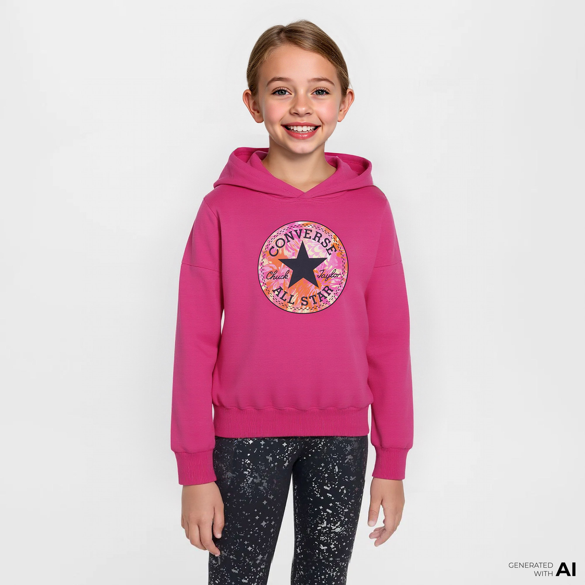  Converse Oversized Chuck Patch Çocuk Pembe Hoodie