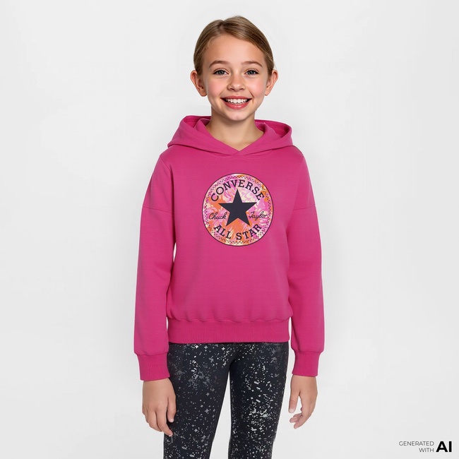  Converse Oversized Chuck Patch Çocuk Pembe Hoodie