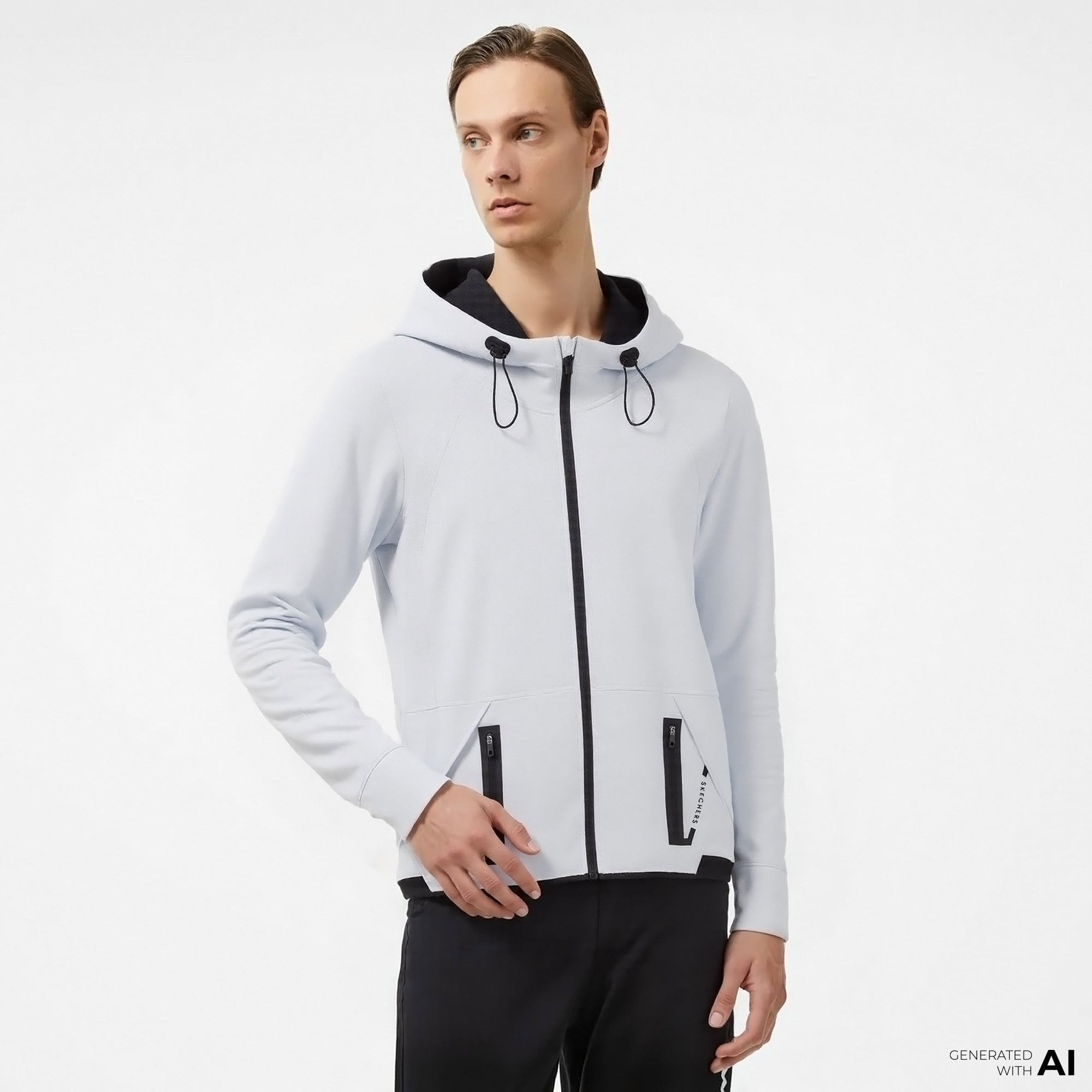  Skechers 2Xi-Lock Full Zip Erkek Gri Günlük Sweatshirt