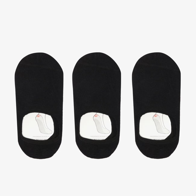  UNITED4 Unisex 3'lü Siyah Babet Çorap