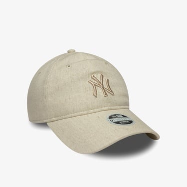  New Era 9Forty New York Yankes Mlb Linen Kadın Krem Şapka