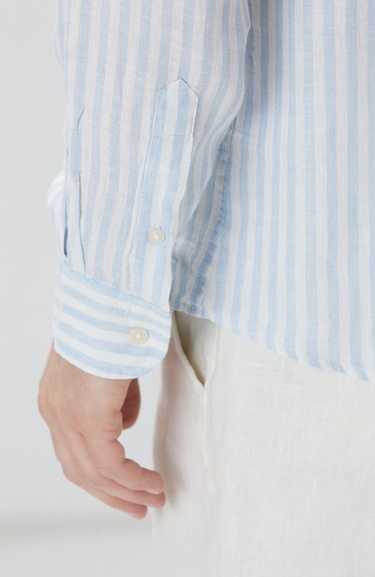  Network Erkek Mavi Beyaz Keten Gömlek